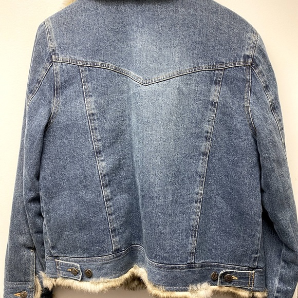 Fabio Faux Fur-Lined Denim Jacket Size Medium - Picture 5 of 5